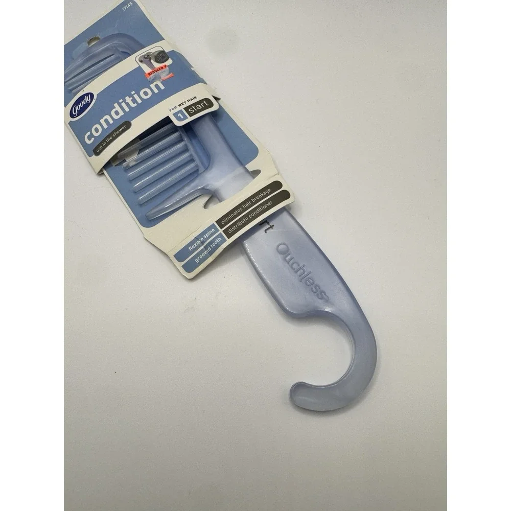 GOODY Ouchless Condition Detangling Comb for Wet Hair Flexible Teeth Blue 1a